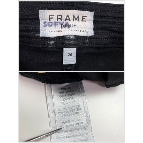 FRAME Le Micro Flare Jean Mid-Rise Stretch Film Noir Black 26 - Picture 8 of 9